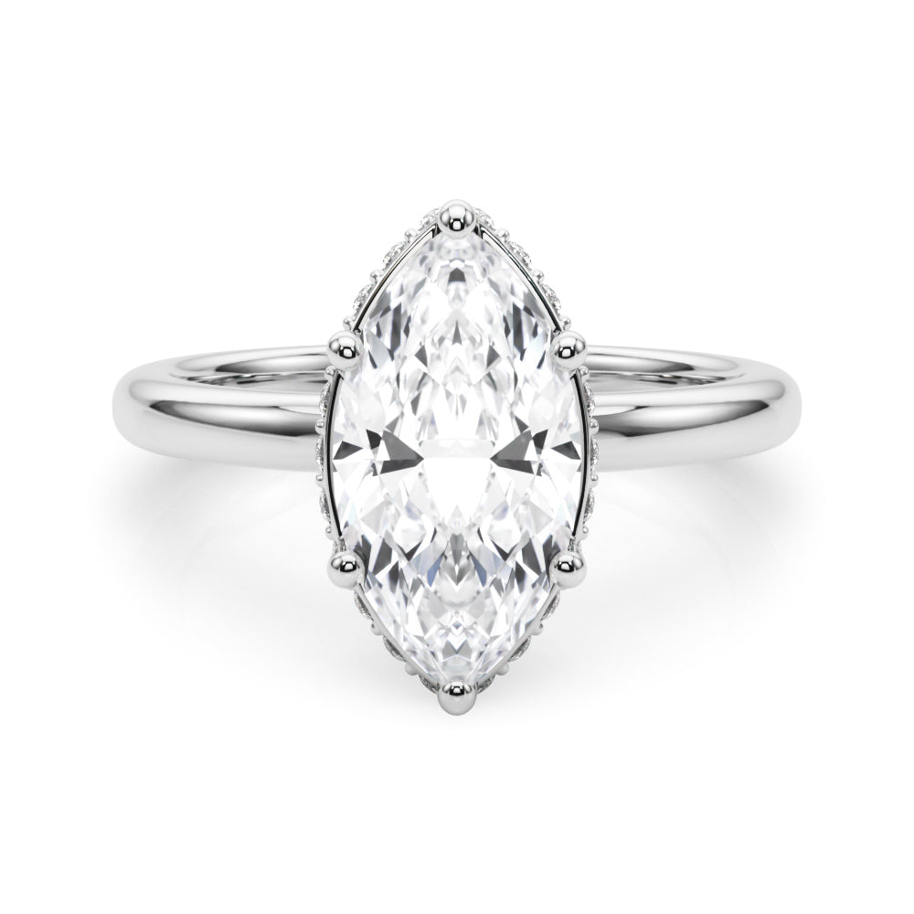 Double Hidden Halo Marquise Engagement Ring