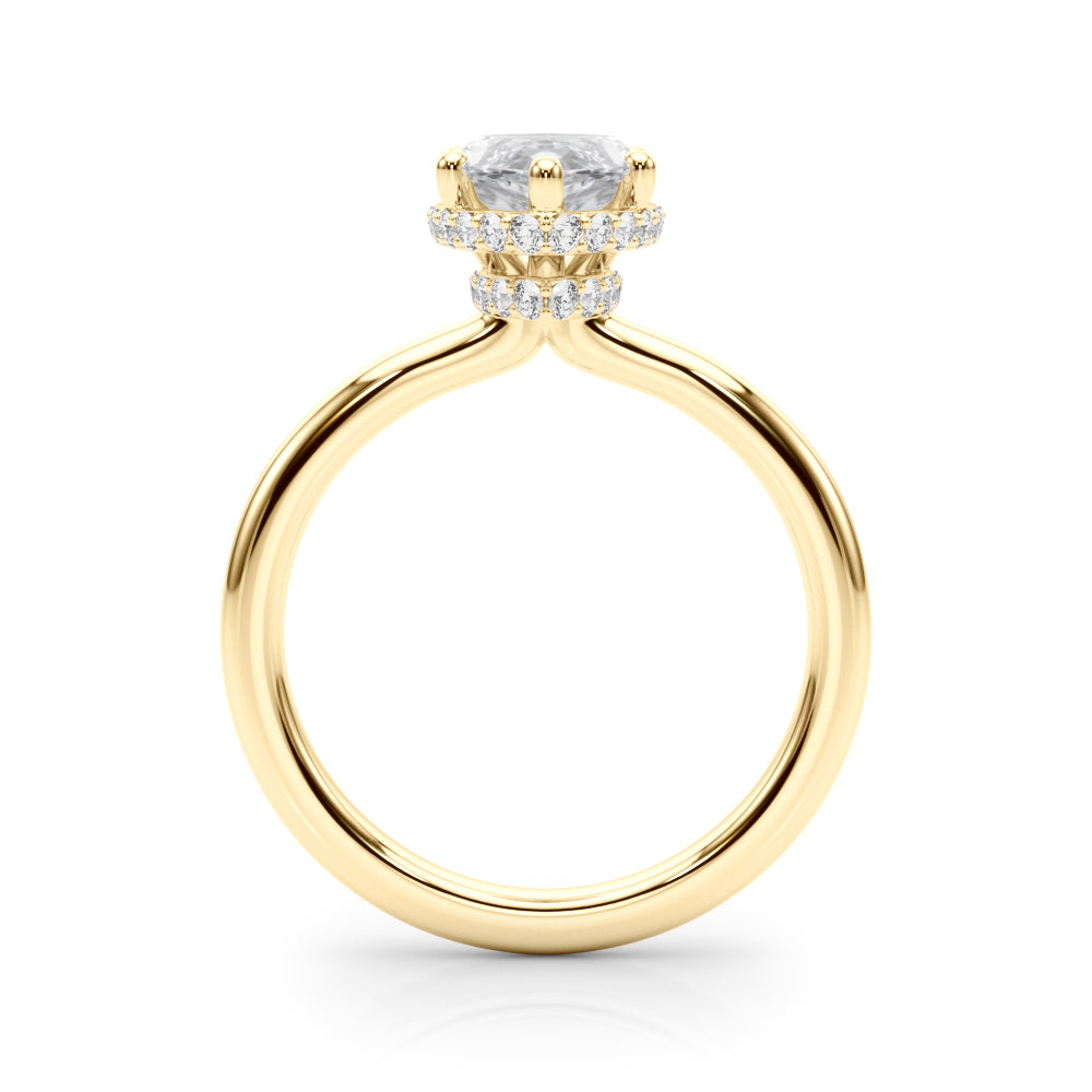 Double Hidden Halo Marquise Engagement Ring