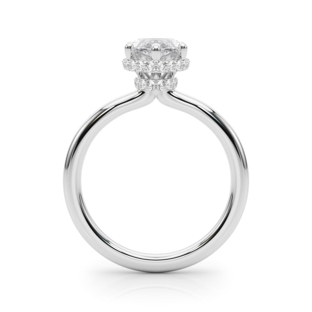 Double Hidden Halo Marquise Engagement Ring