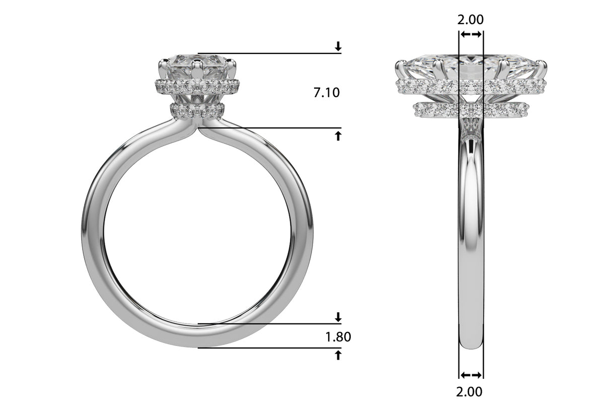 Double Hidden Halo Marquise Engagement Ring
