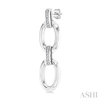 1/10 Ctw Oval Shape D-Link Round Cut Diamond Fashion Earrings in Sterling Silver