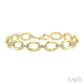 1/10 Ctw Bold Oval Link Round Cut Diamond Fashion Bracelet in Yellow Gold Vermeil