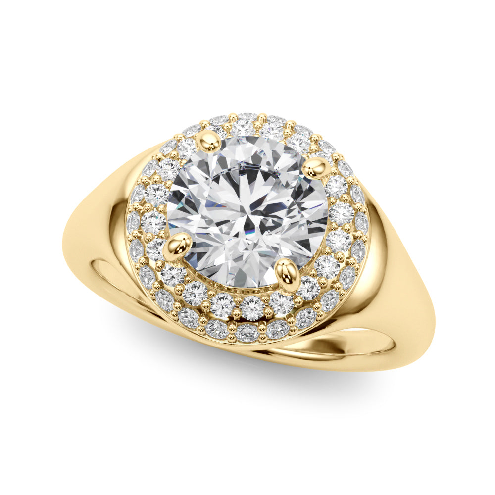 Double Halo Round Engagement Ring