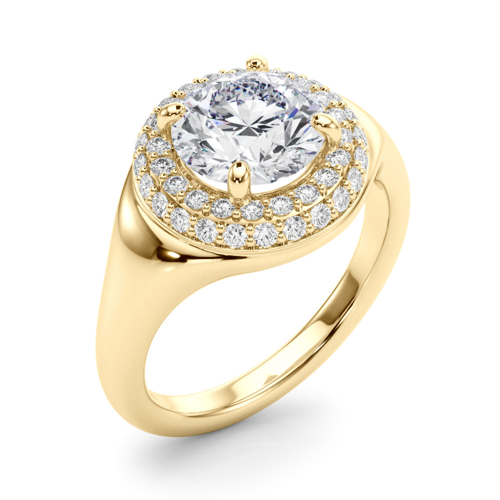 Double Halo Round Engagement Ring