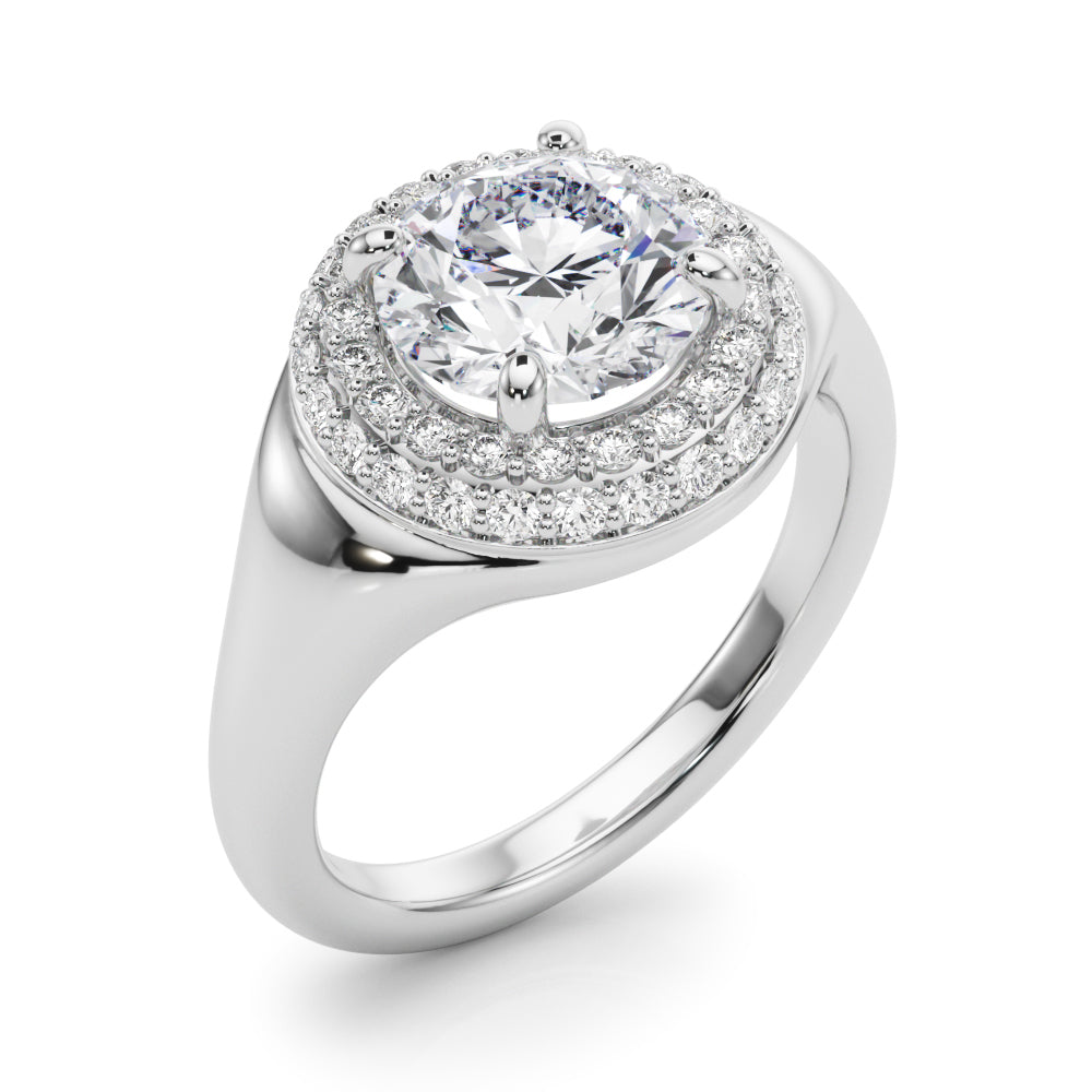 Double Halo Round Engagement Ring