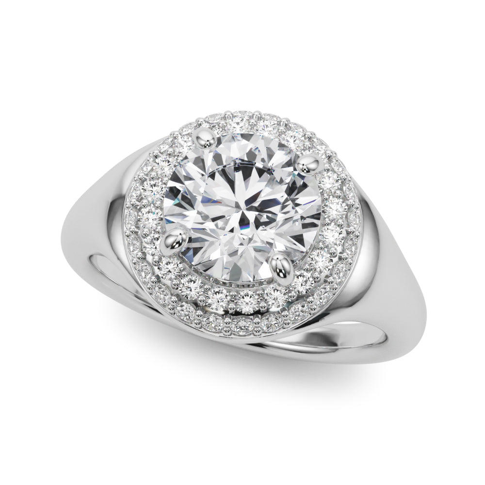 Double Halo Round Engagement Ring