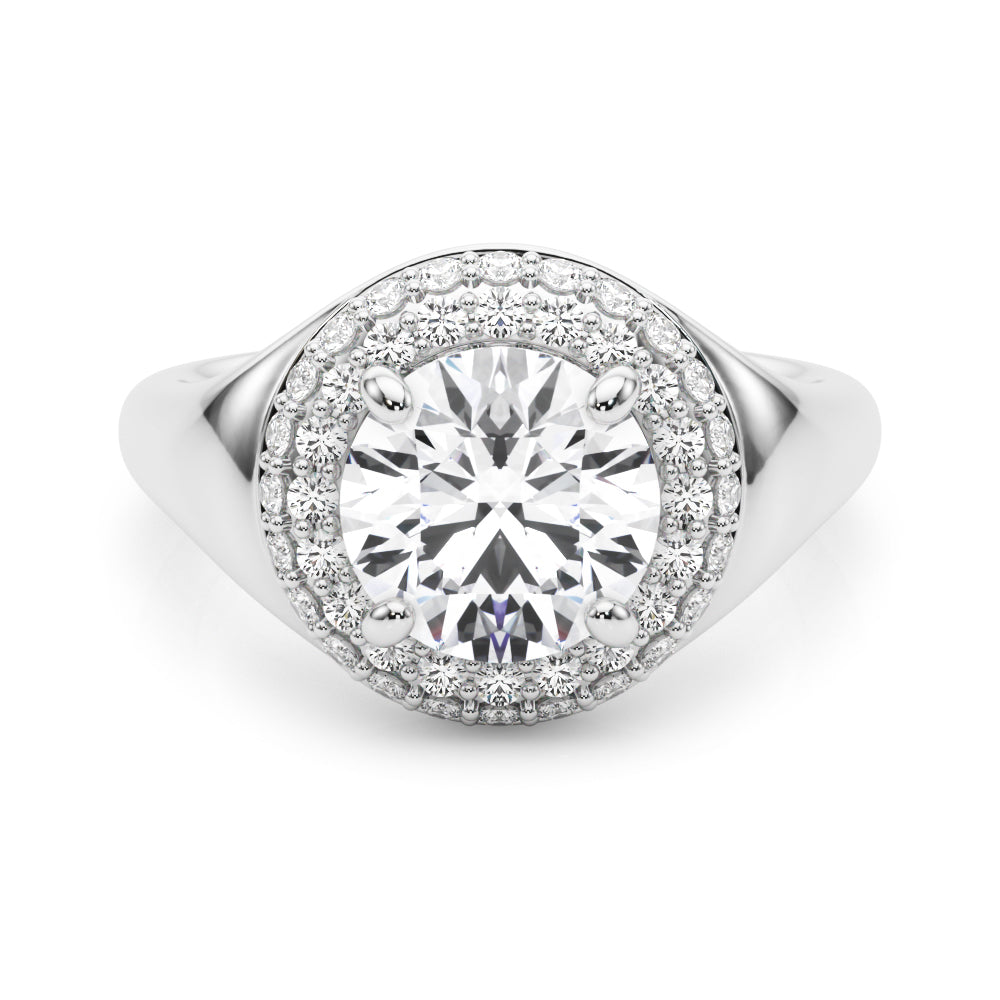 Double Halo Round Engagement Ring