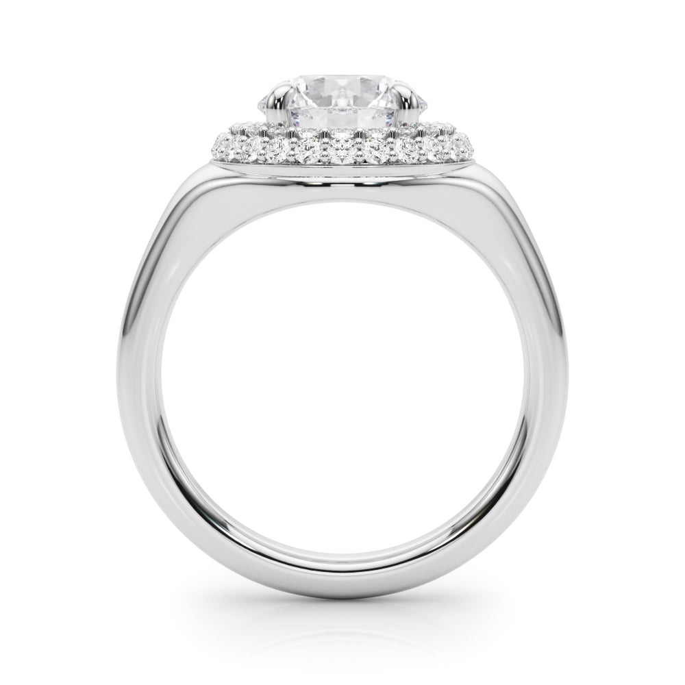 Double Halo Round Engagement Ring