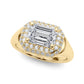 Double Halo Emerald Cut Engagement Ring