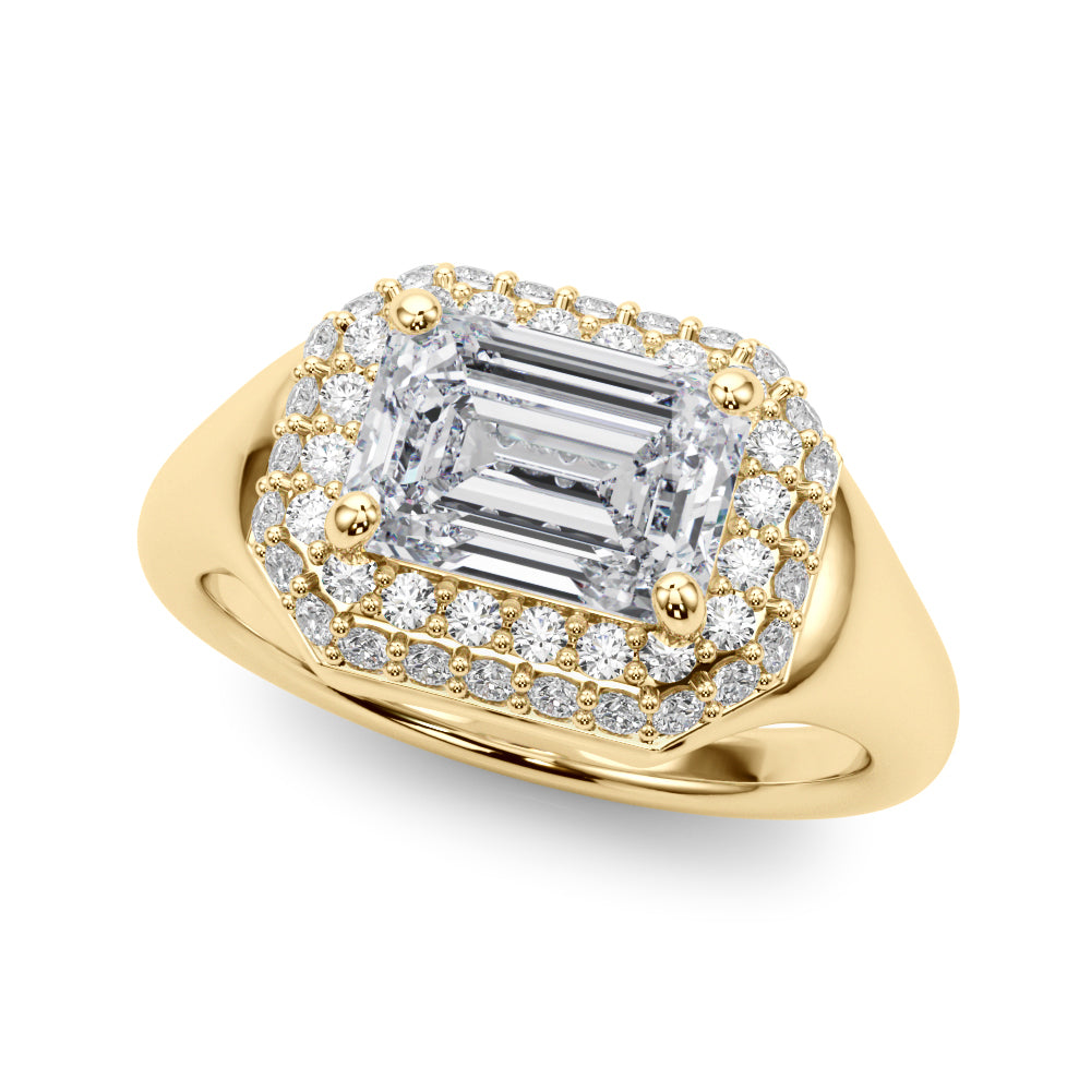 Double Halo Emerald Cut Engagement Ring
