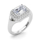 Double Halo Emerald Cut Engagement Ring