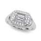 Double Halo Emerald Cut Engagement Ring