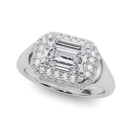 Double Halo Emerald Cut Engagement Ring