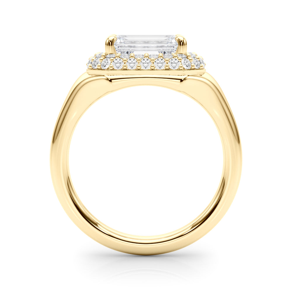 Double Halo Emerald Cut Engagement Ring