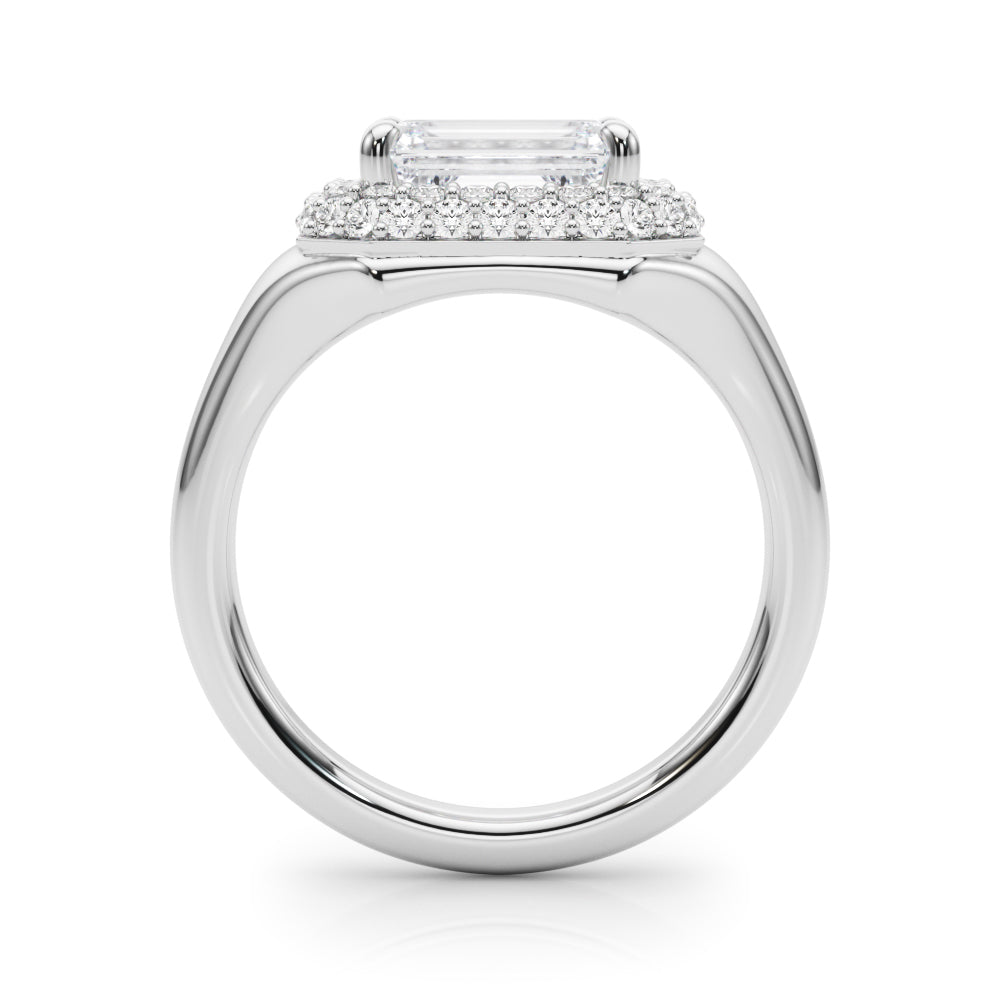 Double Halo Emerald Cut Engagement Ring