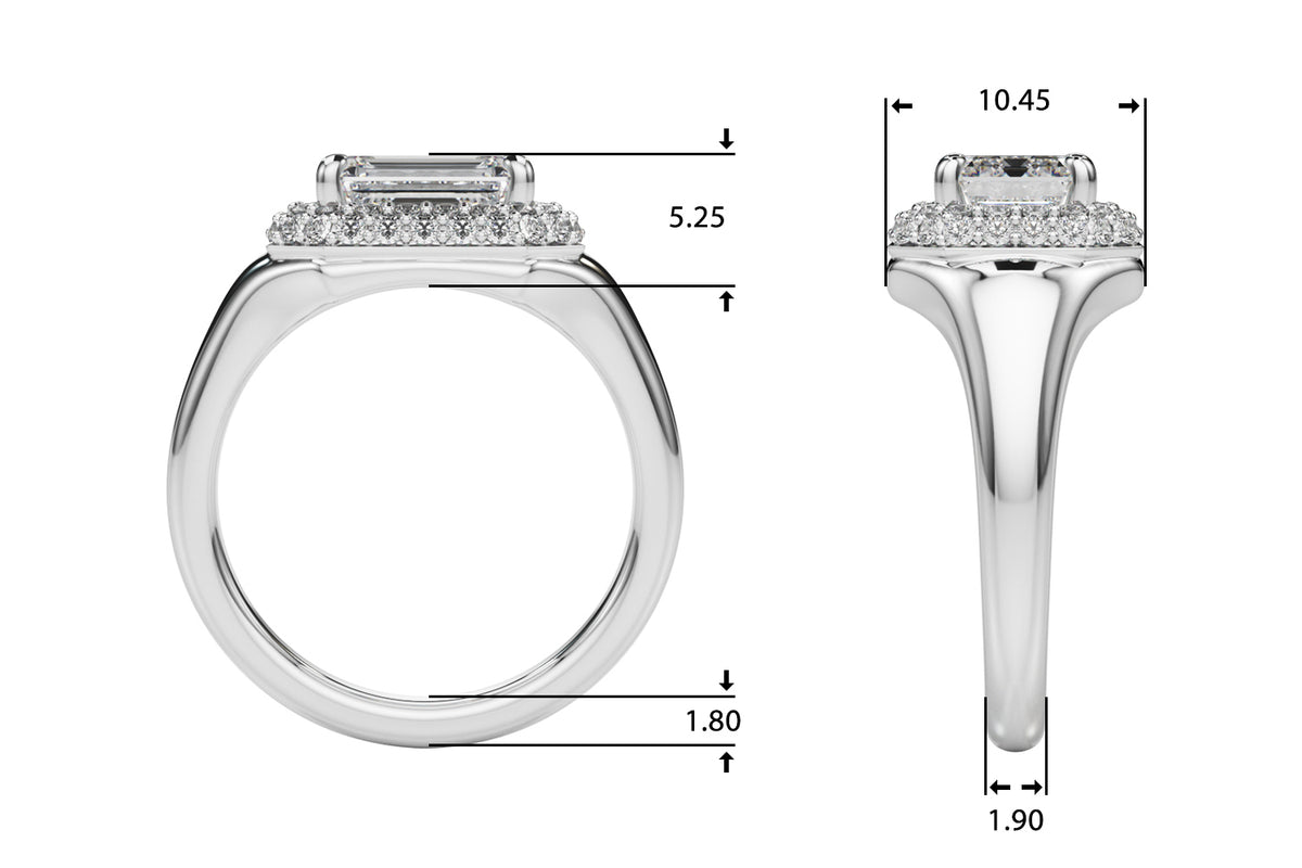 Double Halo Emerald Cut Engagement Ring