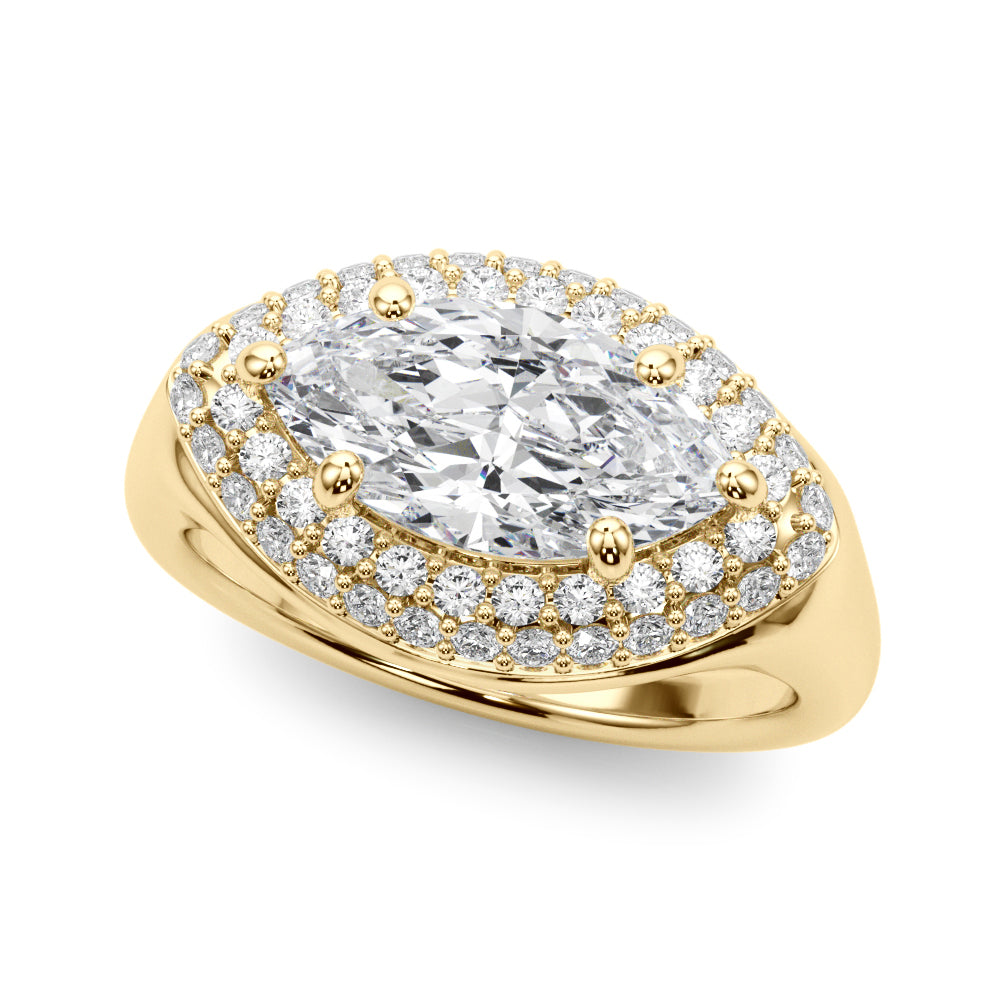 Double Halo Marquise Engagement Ring