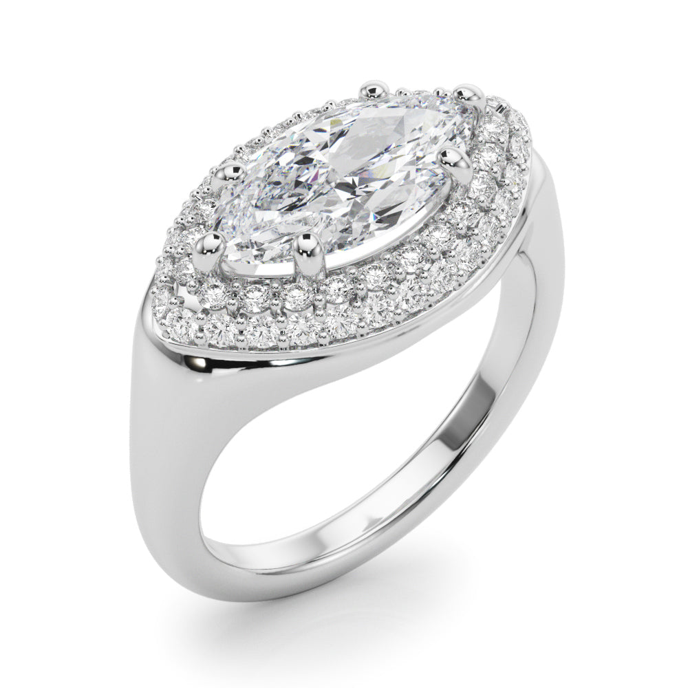 Double Halo Marquise Engagement Ring