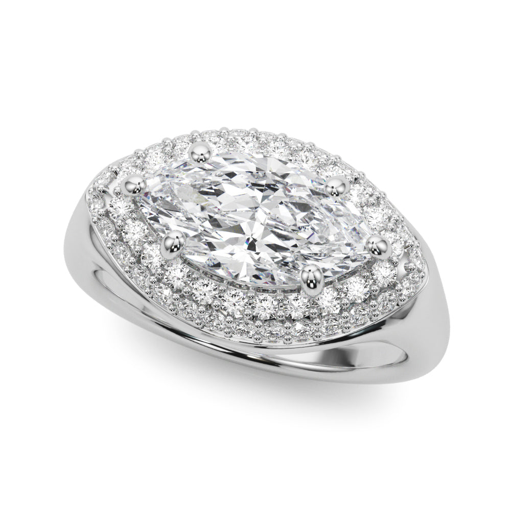 Double Halo Marquise Engagement Ring