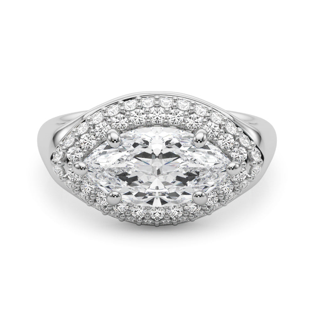 Double Halo Marquise Engagement Ring