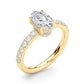 Single Row Prong Set Oval Center Engagement Rings