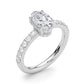 Single Row Prong Set Oval Center Engagement Rings