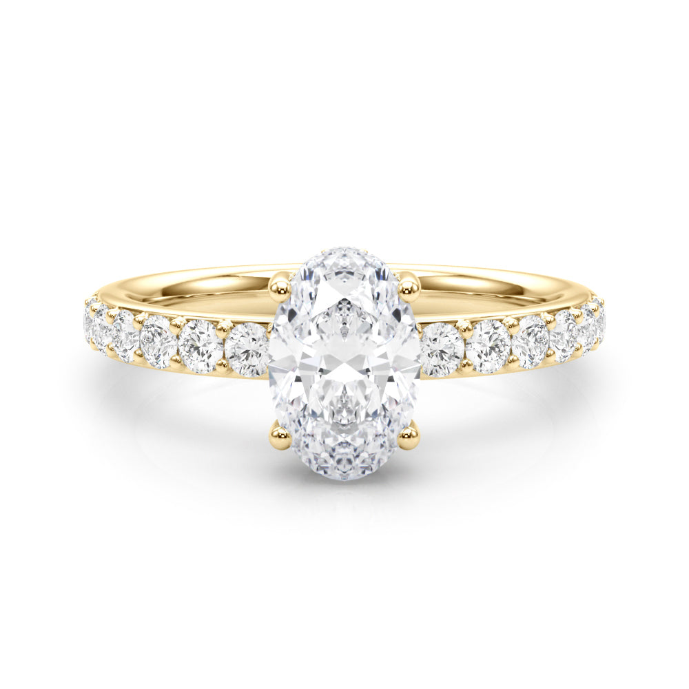 Single Row Prong Set Oval Center Engagement Rings
