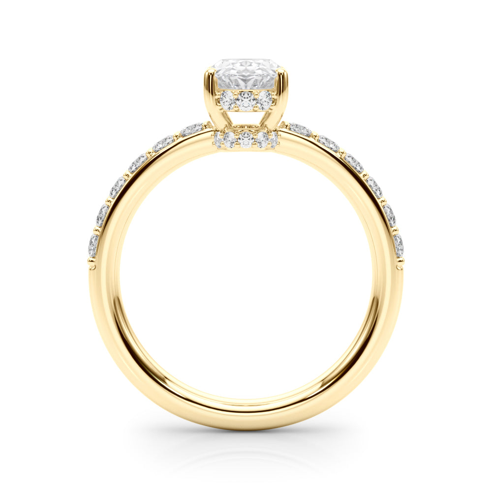 Single Row Prong Set Oval Center Engagement Rings