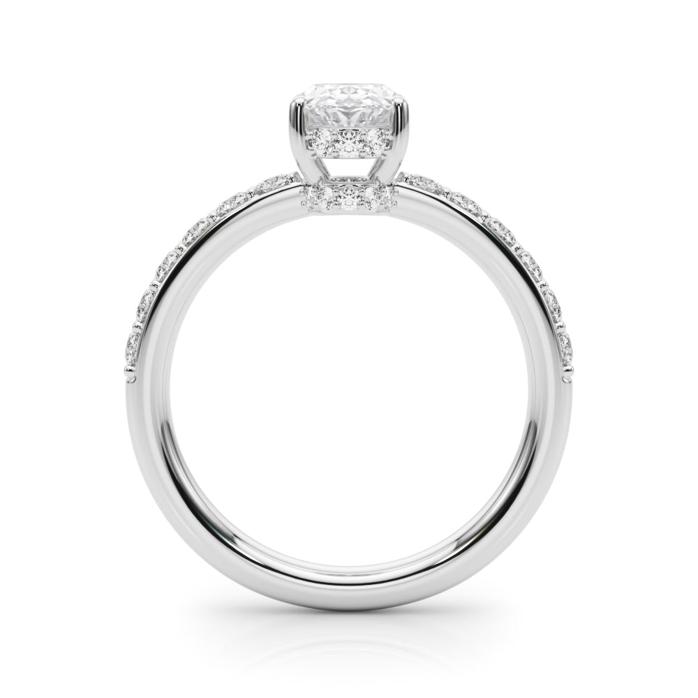 Single Row Prong Set Oval Center Engagement Rings