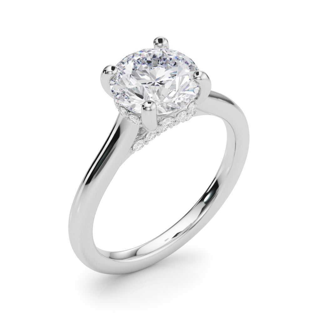 Round Hidden Halo Engagement Ring