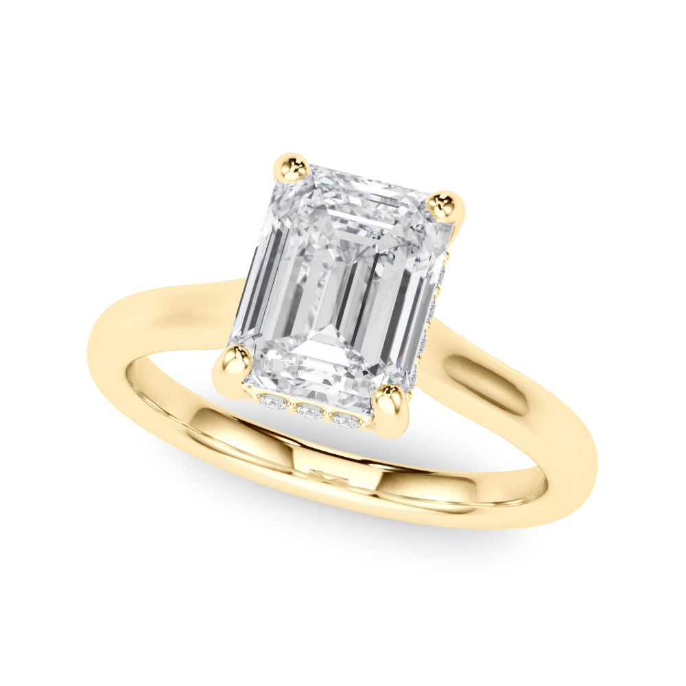 Hidden Halo Emerald Cut Engagement Ring