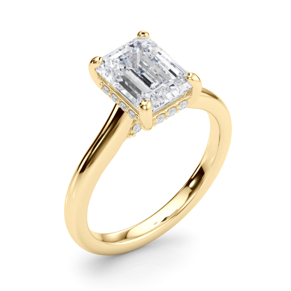 Hidden Halo Emerald Cut Engagement Ring