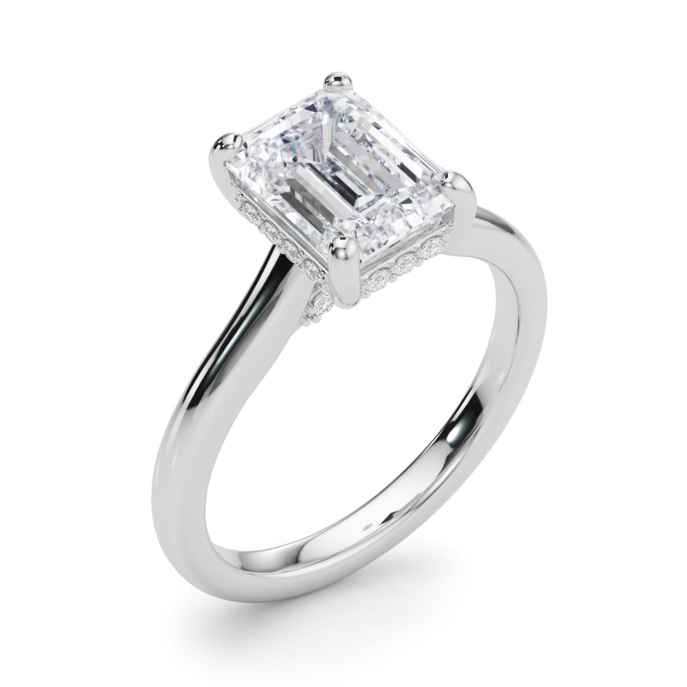 Hidden Halo Emerald Cut Engagement Ring