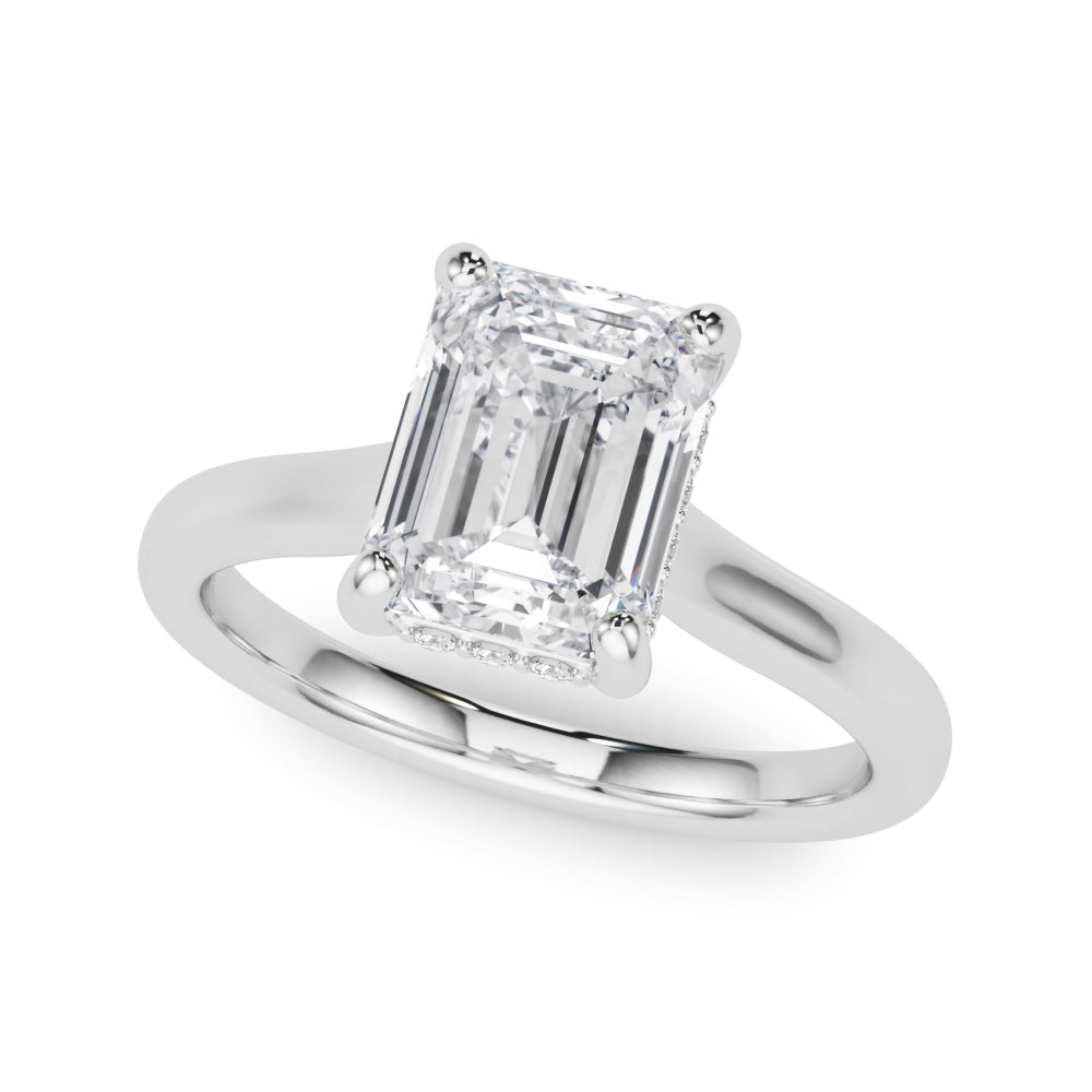 Hidden Halo Emerald Cut Engagement Ring