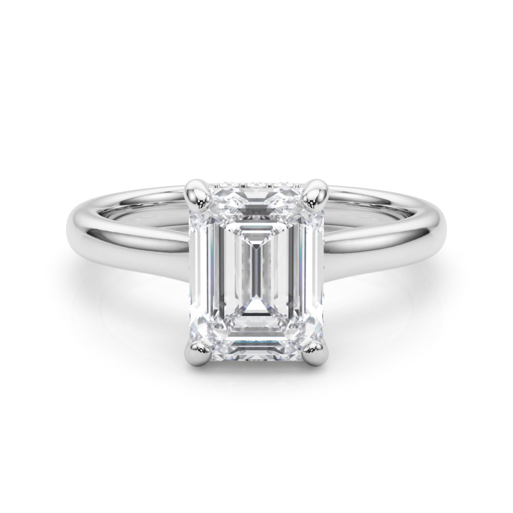 Hidden Halo Emerald Cut Engagement Ring