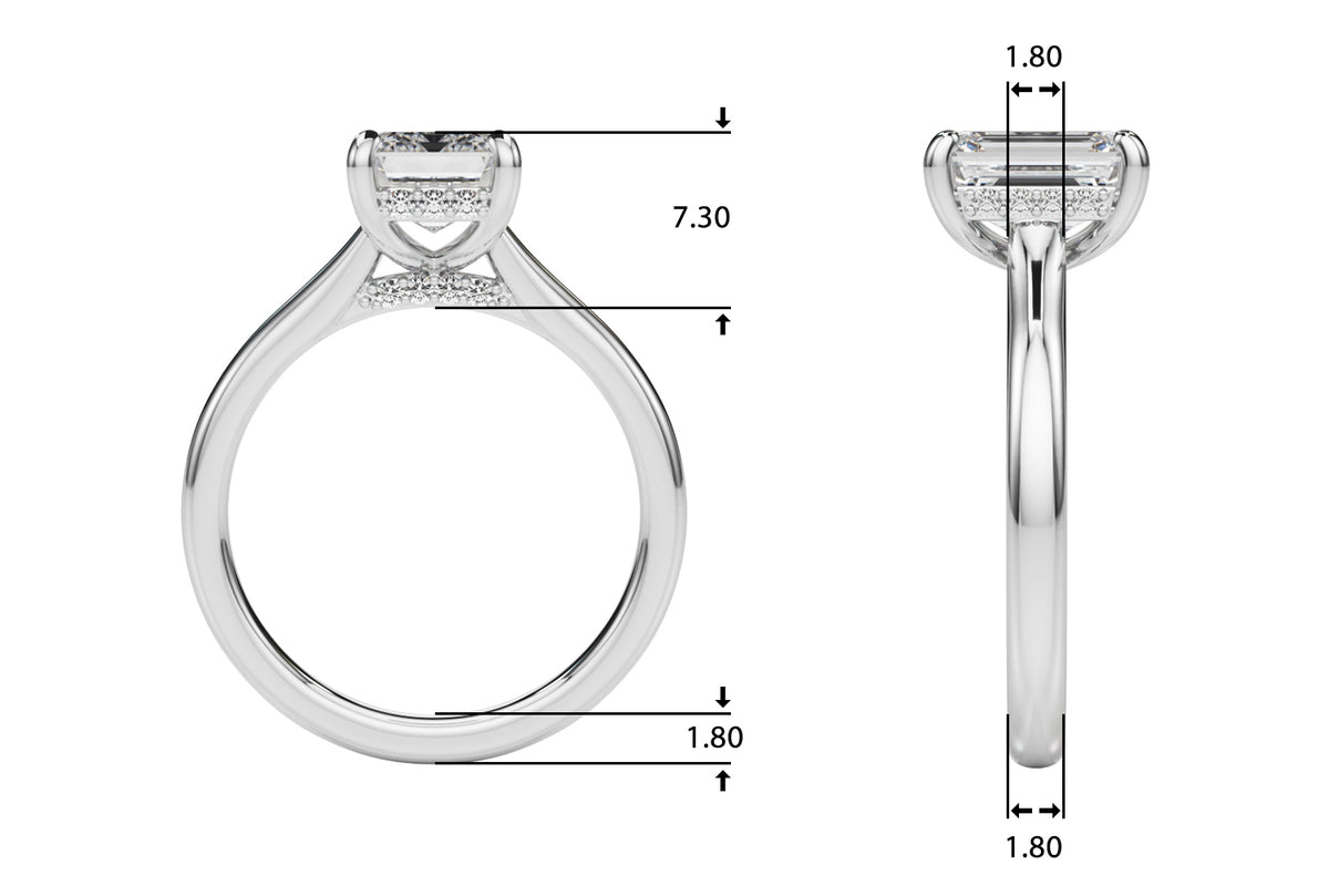 Hidden Halo Emerald Cut Engagement Ring