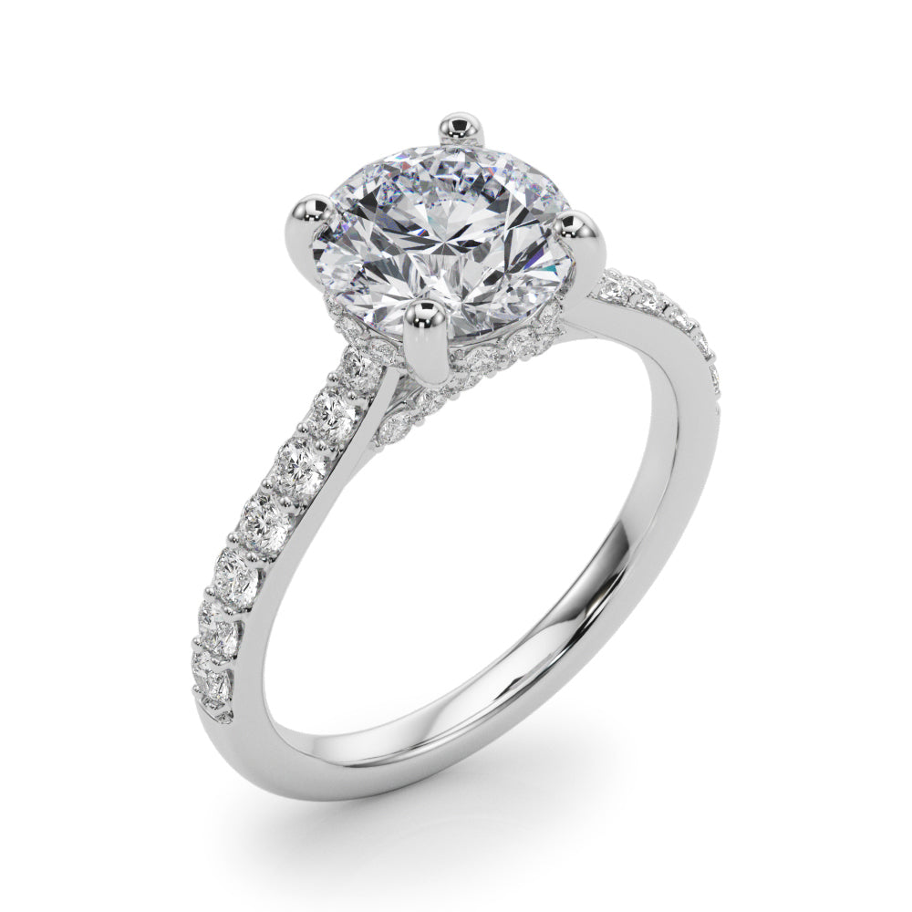 Round Hidden Halo Engagement Ring