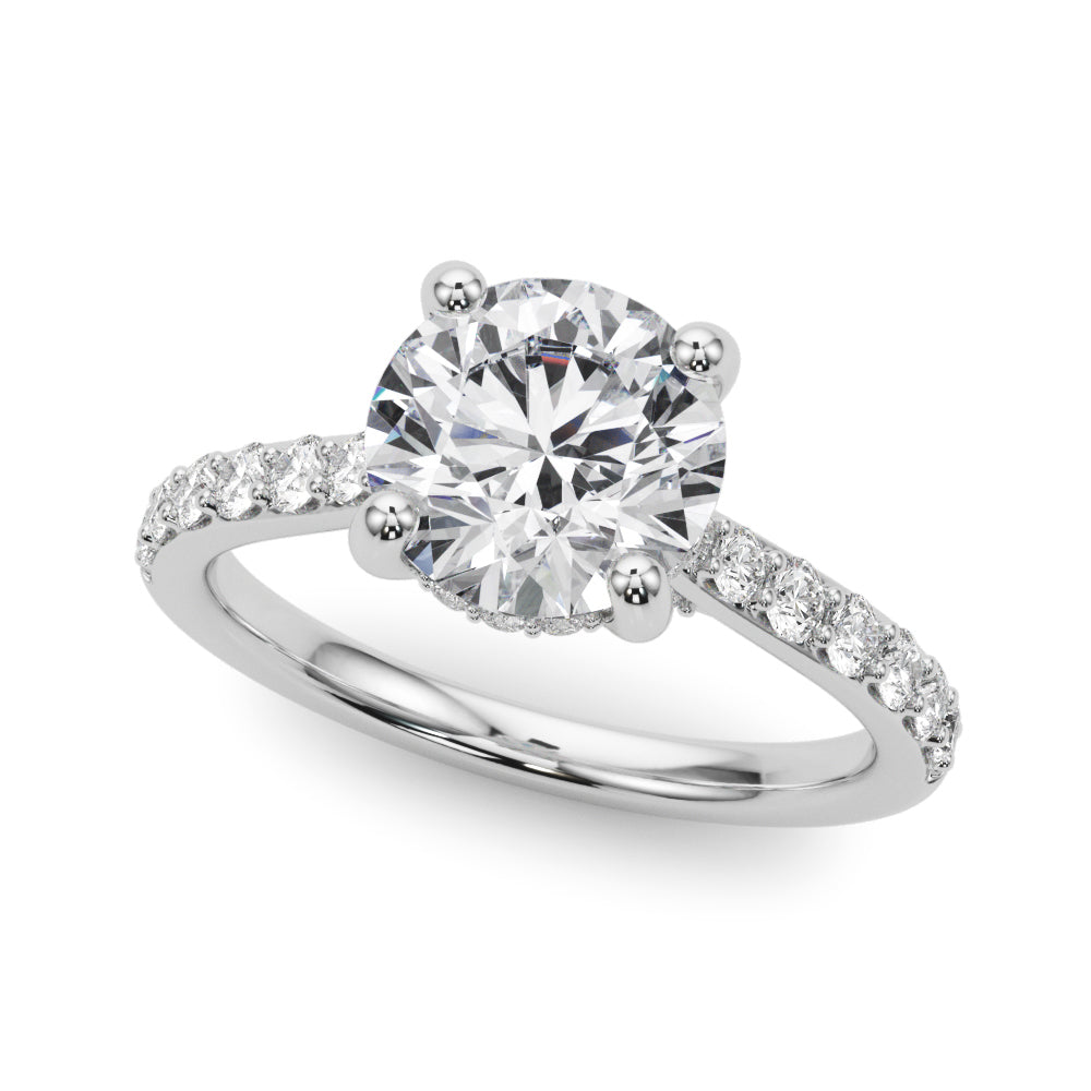 Round Hidden Halo Engagement Ring