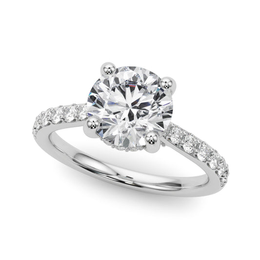 Round Hidden Halo Engagement Ring