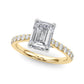 Prong Set Emerald Cut Hidden Halo Engagement Ring