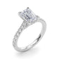 Prong Set Emerald Cut Hidden Halo Engagement Ring