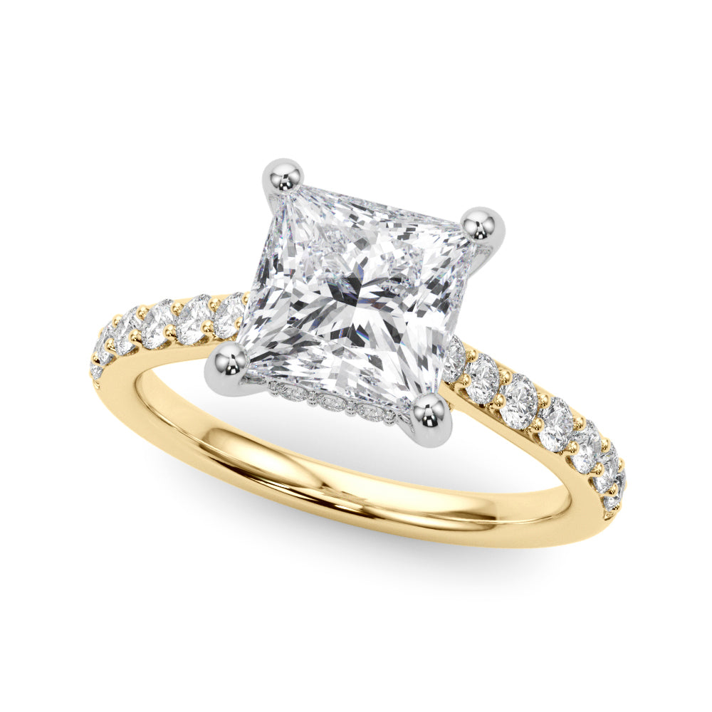 Princess Cut Hidden Halo Engagement Ring