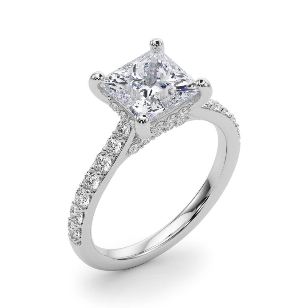 Princess Cut Hidden Halo Engagement Ring