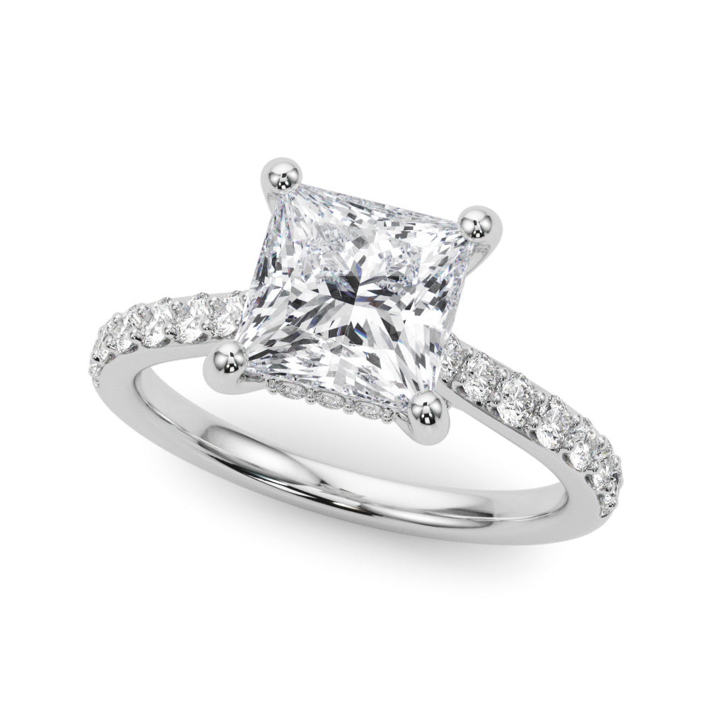Princess Cut Hidden Halo Engagement Ring