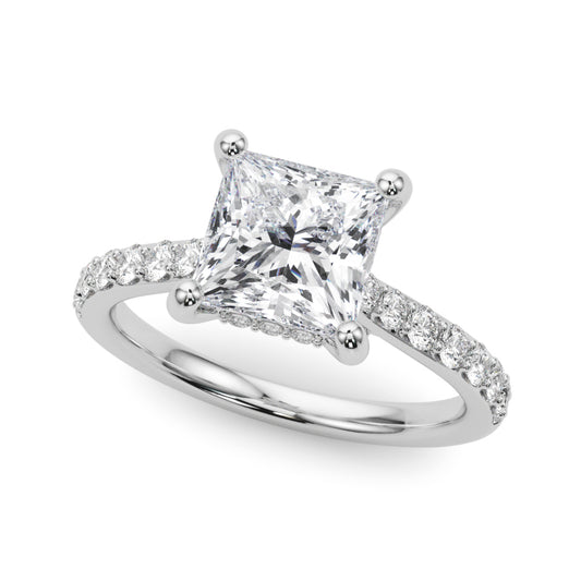 Princess Cut Hidden Halo Engagement Ring