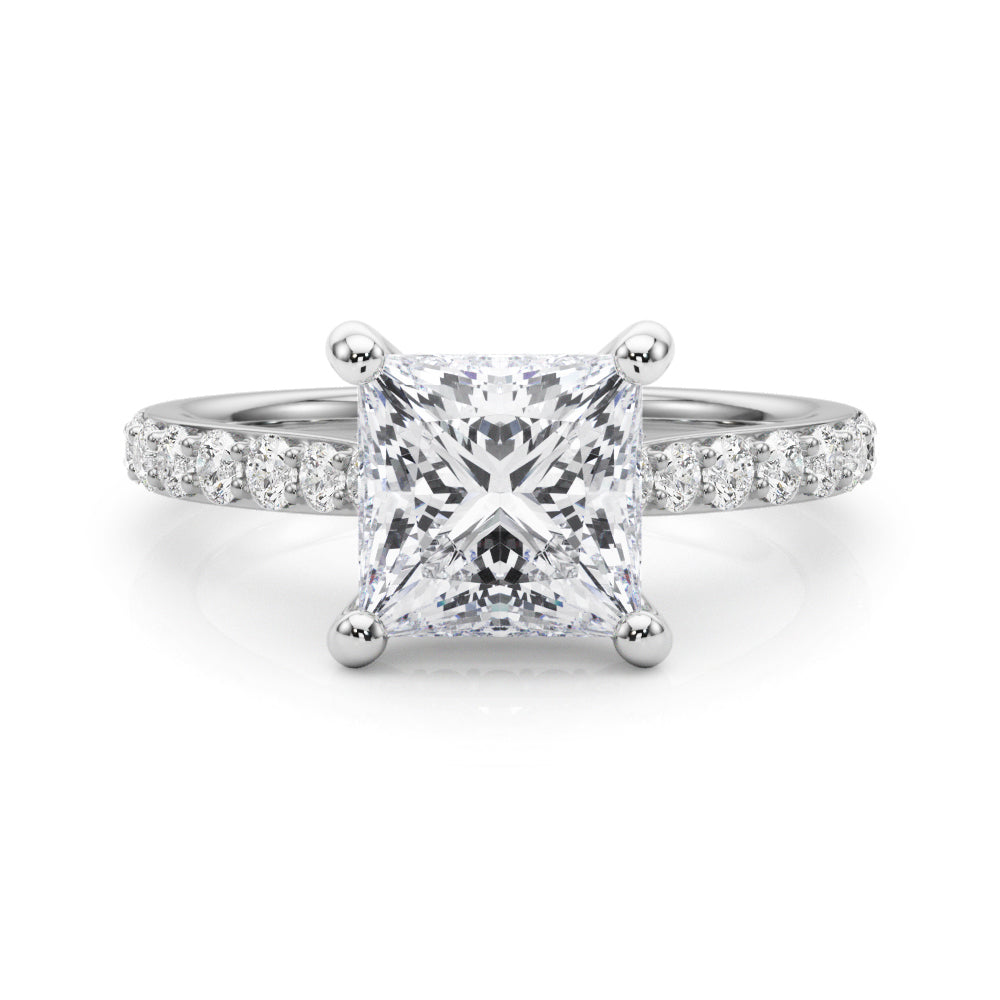 Princess Cut Hidden Halo Engagement Ring