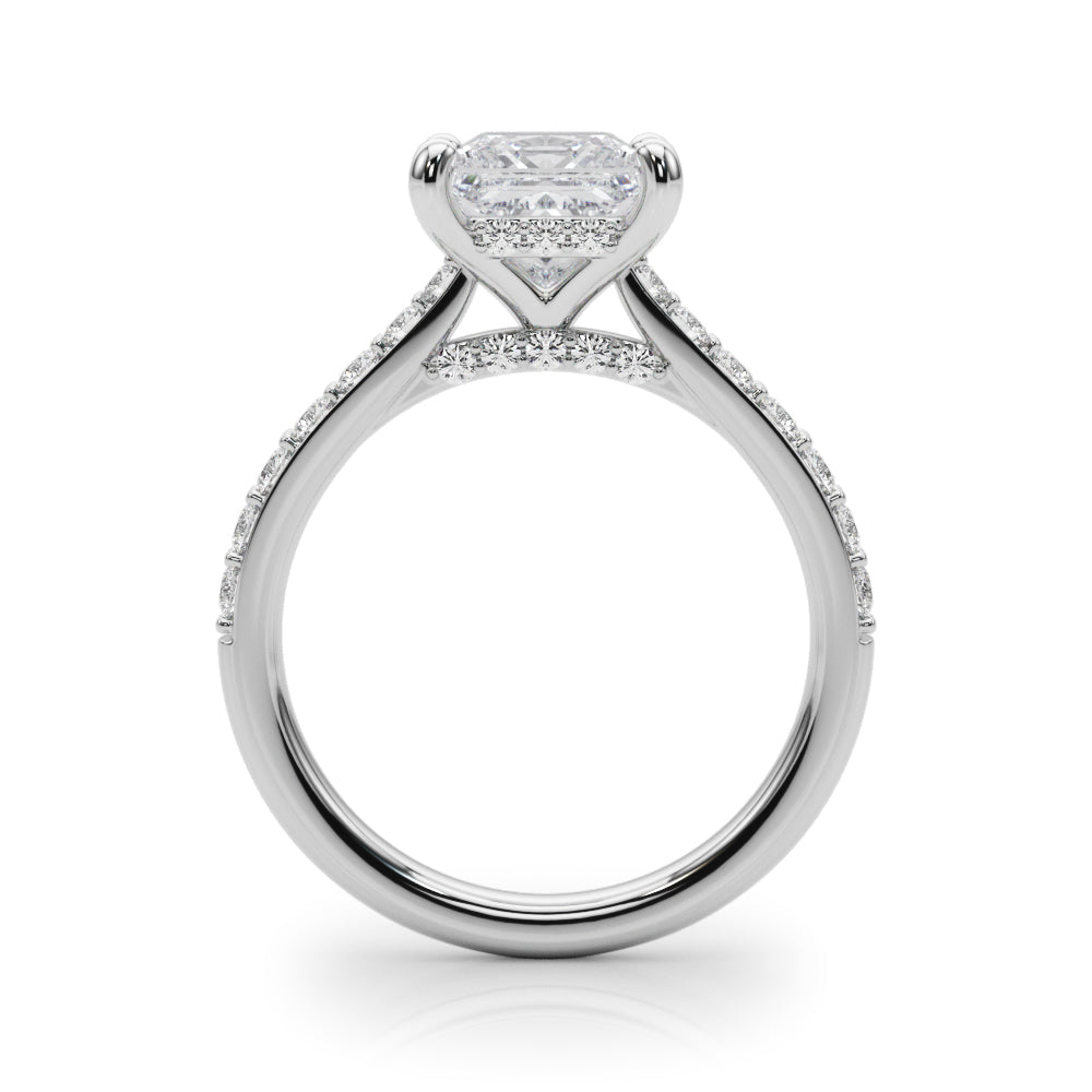 Princess Cut Hidden Halo Engagement Ring