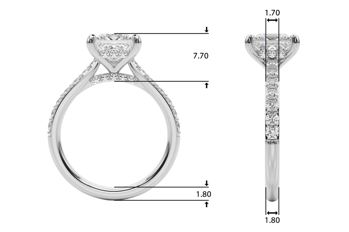 Princess Cut Hidden Halo Engagement Ring