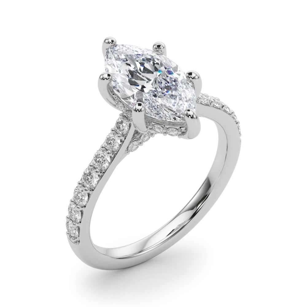Hidden Halo Marquise Engagement Ring