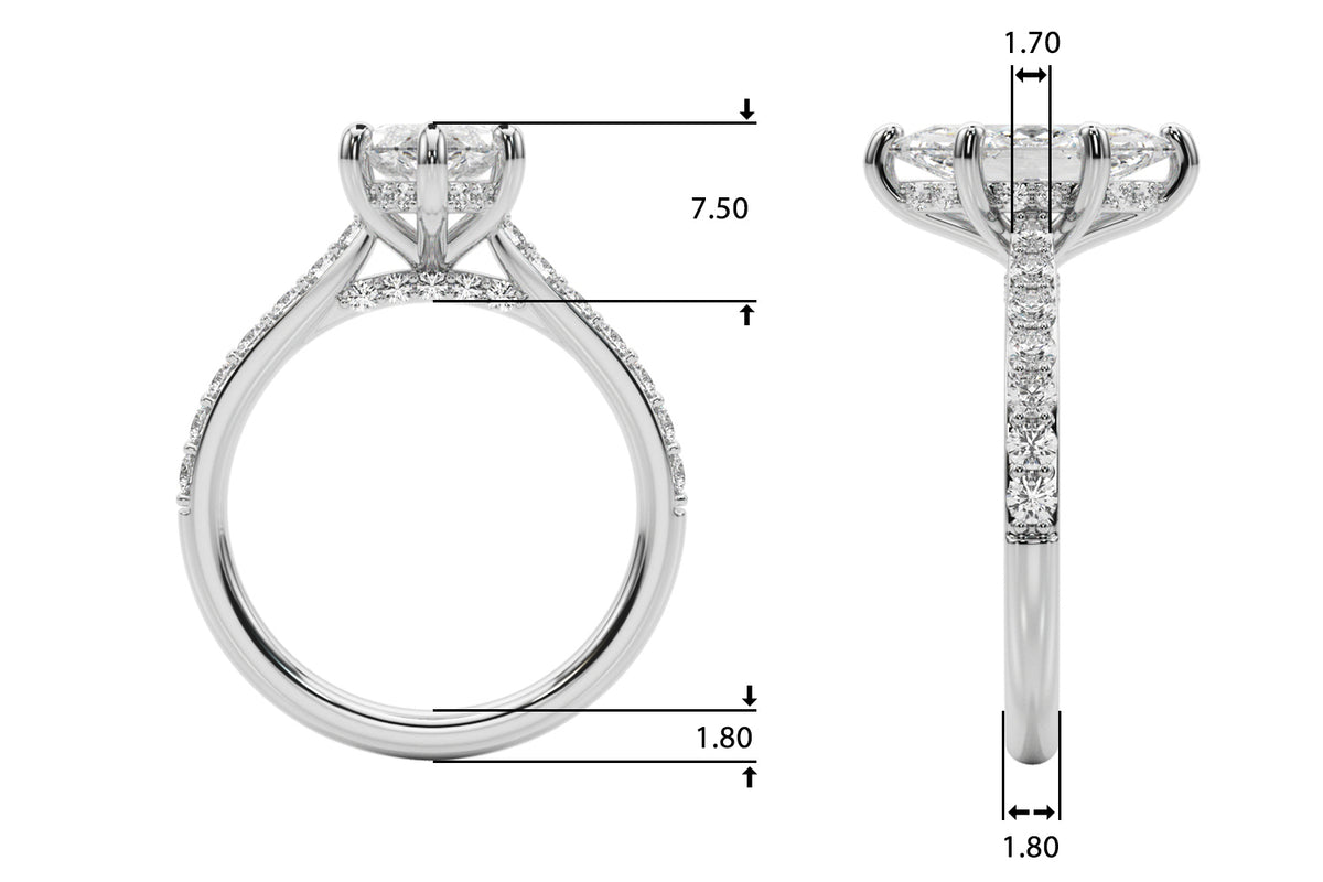 Hidden Halo Marquise Engagement Ring